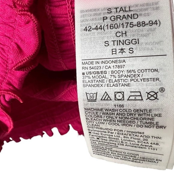 GAP Women Button Front Top Sz S Tall Hot Pink Smocked Button DownLong Sleeve NWT - Picture 3 of 11